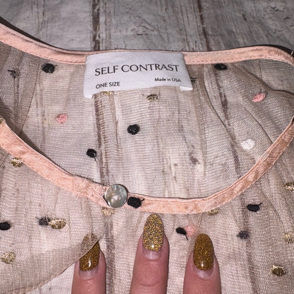 Anthropologie Self Contrast Sheer Tulle Dot Cape one size - Picture 6 of 9